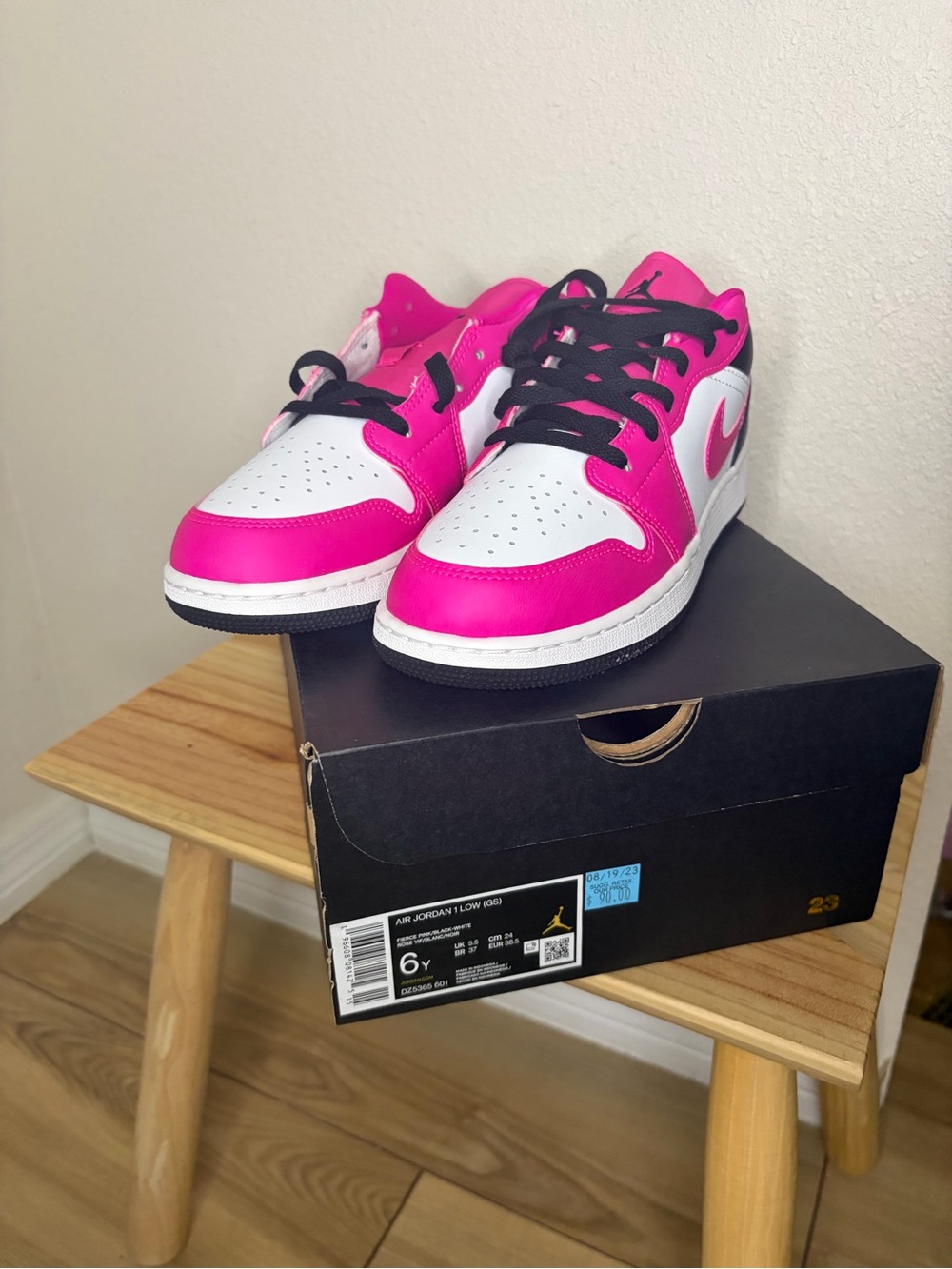 Nike Air Jordan 1 Low White & Hot Pink Sneakers